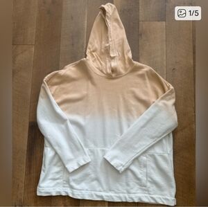 J.Jill PureJill Peach White Ombre 100% Cotton Hoodie Large